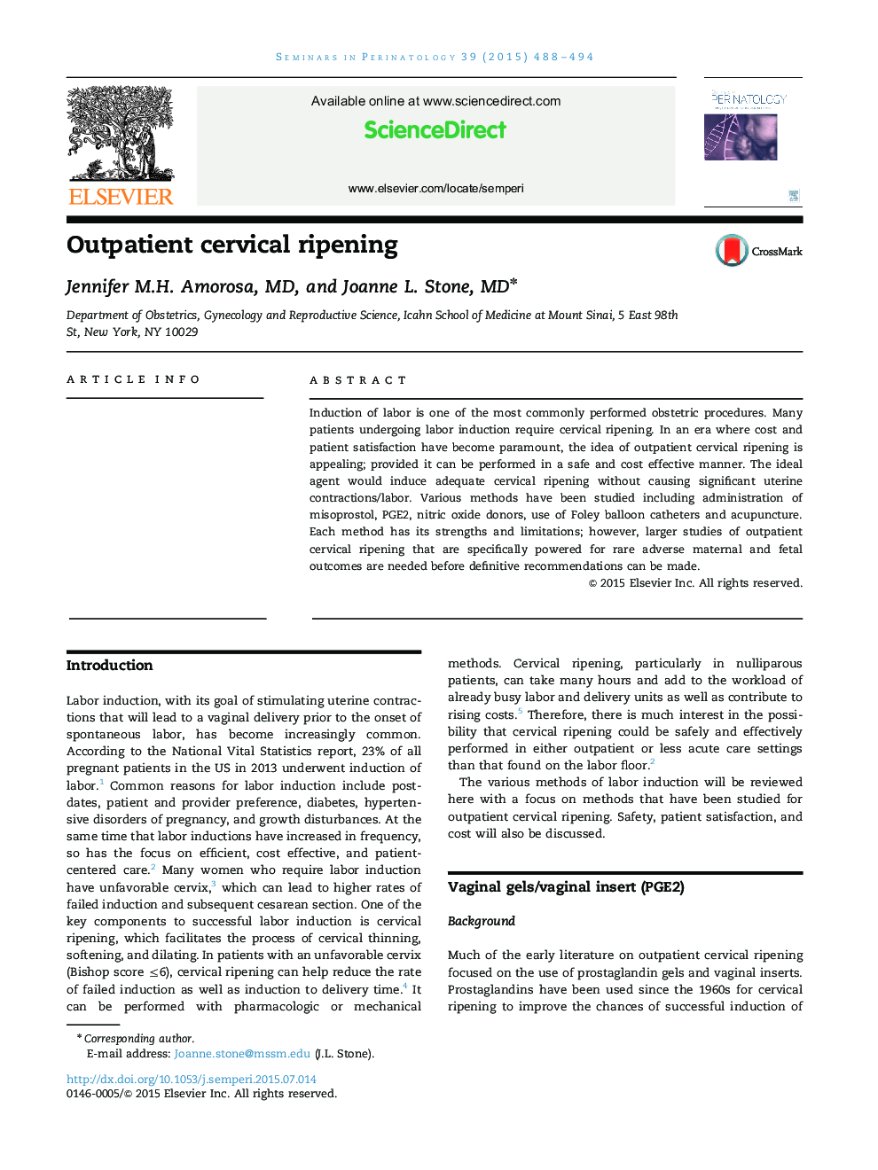 Outpatient cervical ripening