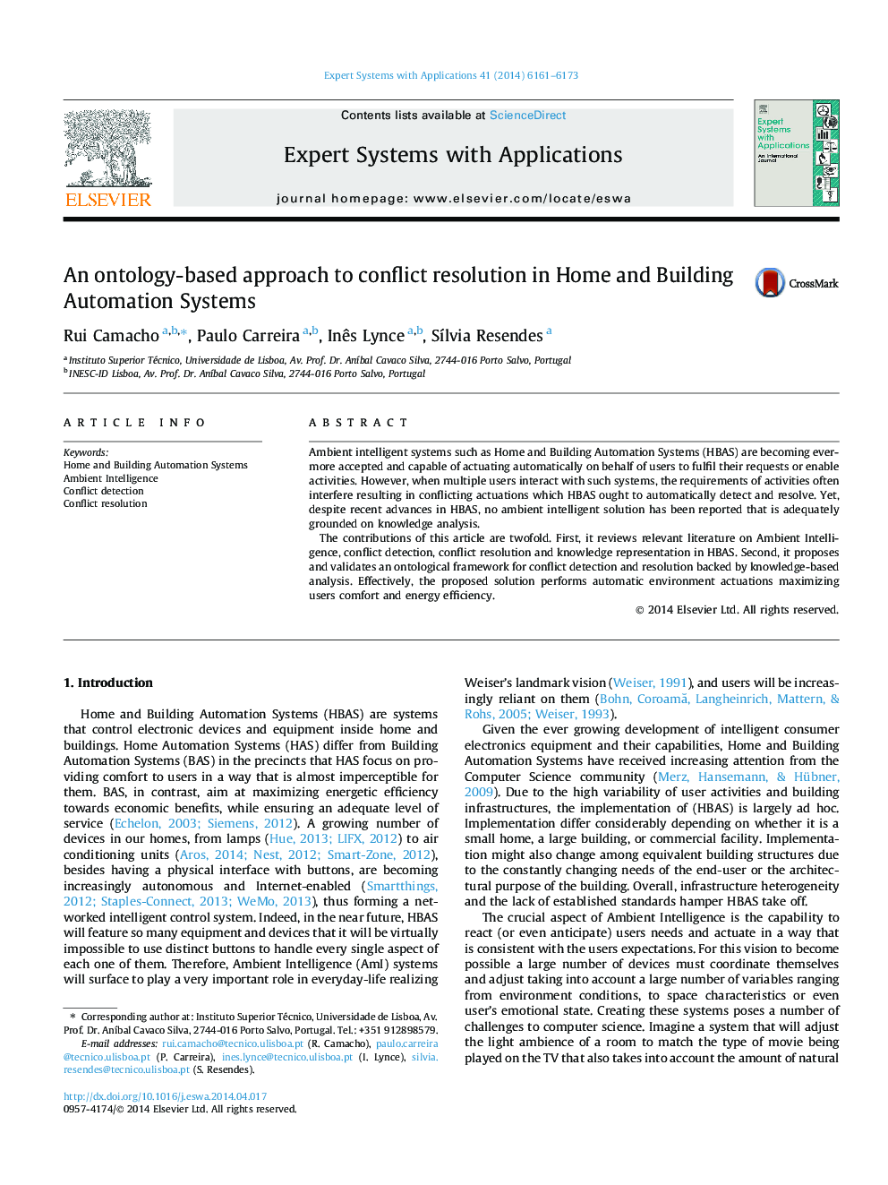 An ontology-based approach to conflict resolution in Home and Building Automation Systems