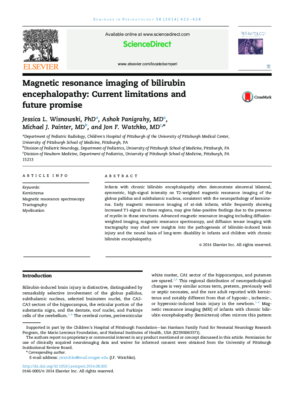 Magnetic resonance imaging of bilirubin encephalopathy: Current limitations and future promise 