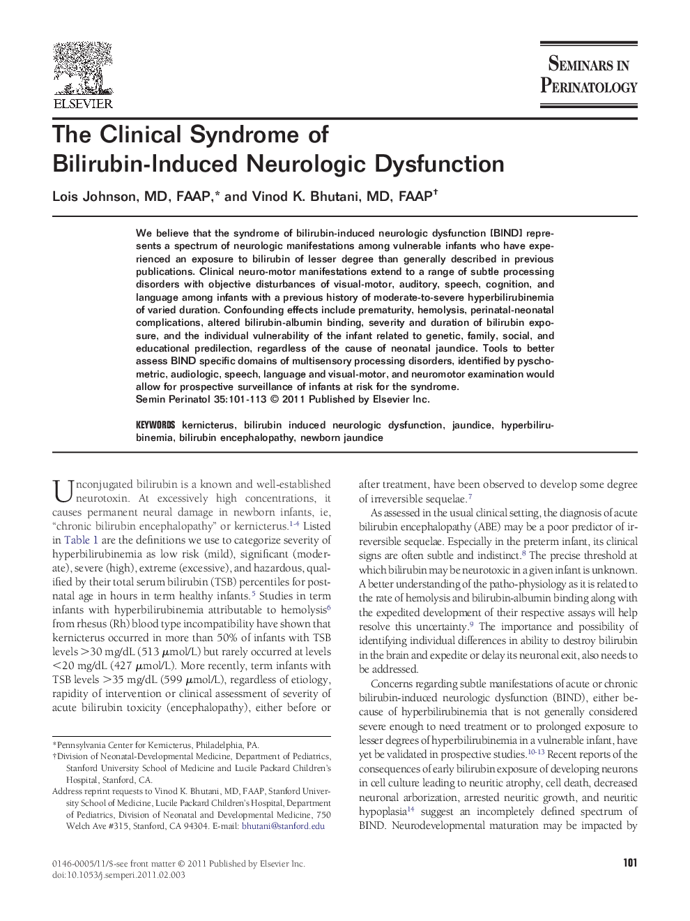 The Clinical Syndrome of Bilirubin-Induced Neurologic Dysfunction