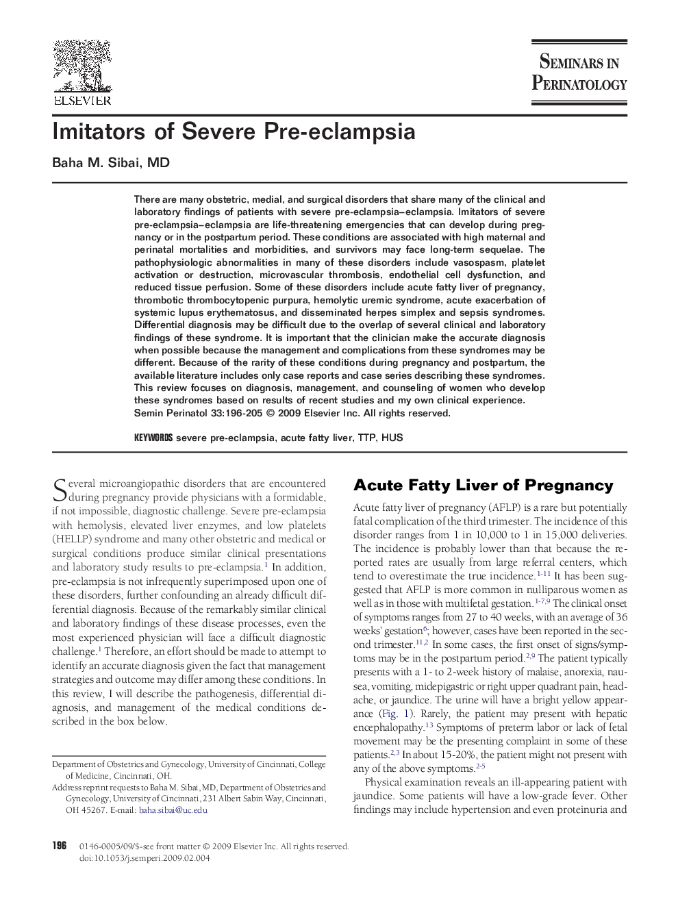 Imitators of Severe Pre-eclampsia