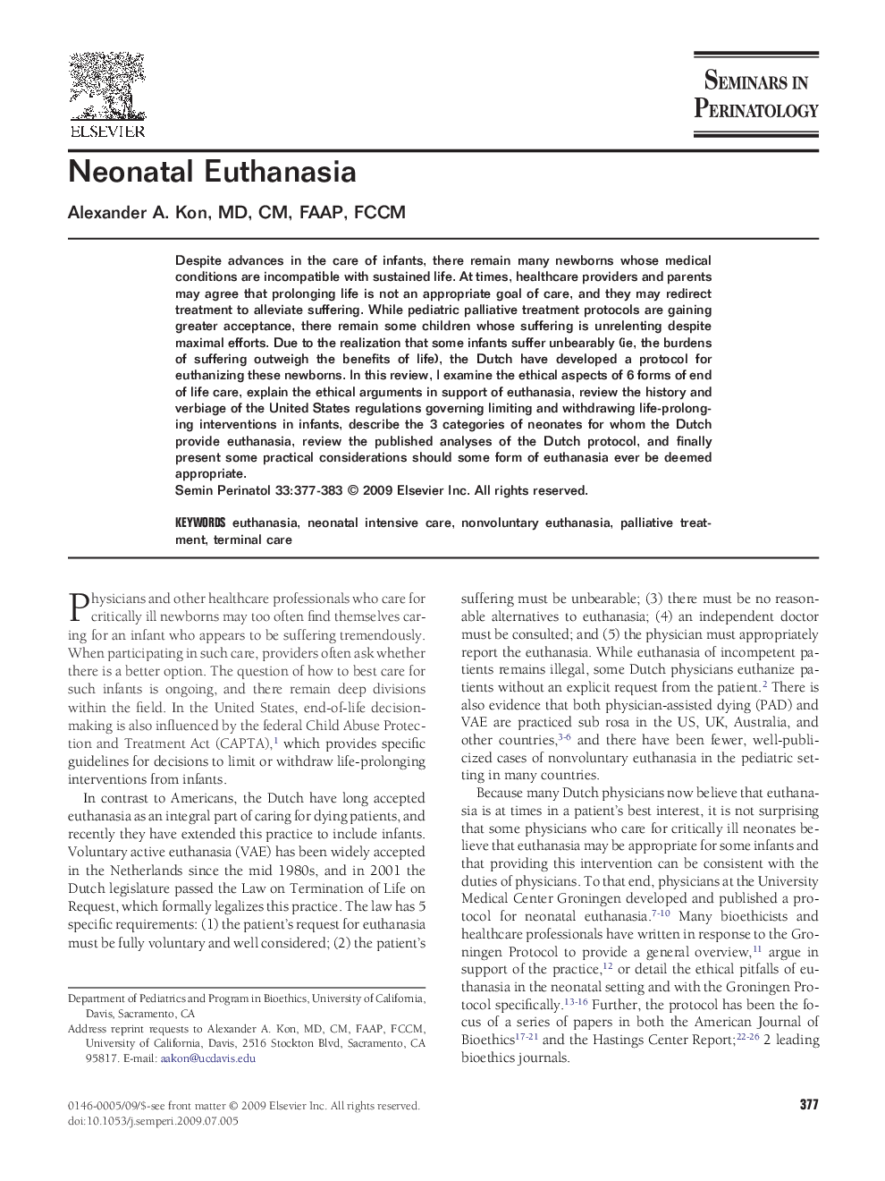 Neonatal Euthanasia