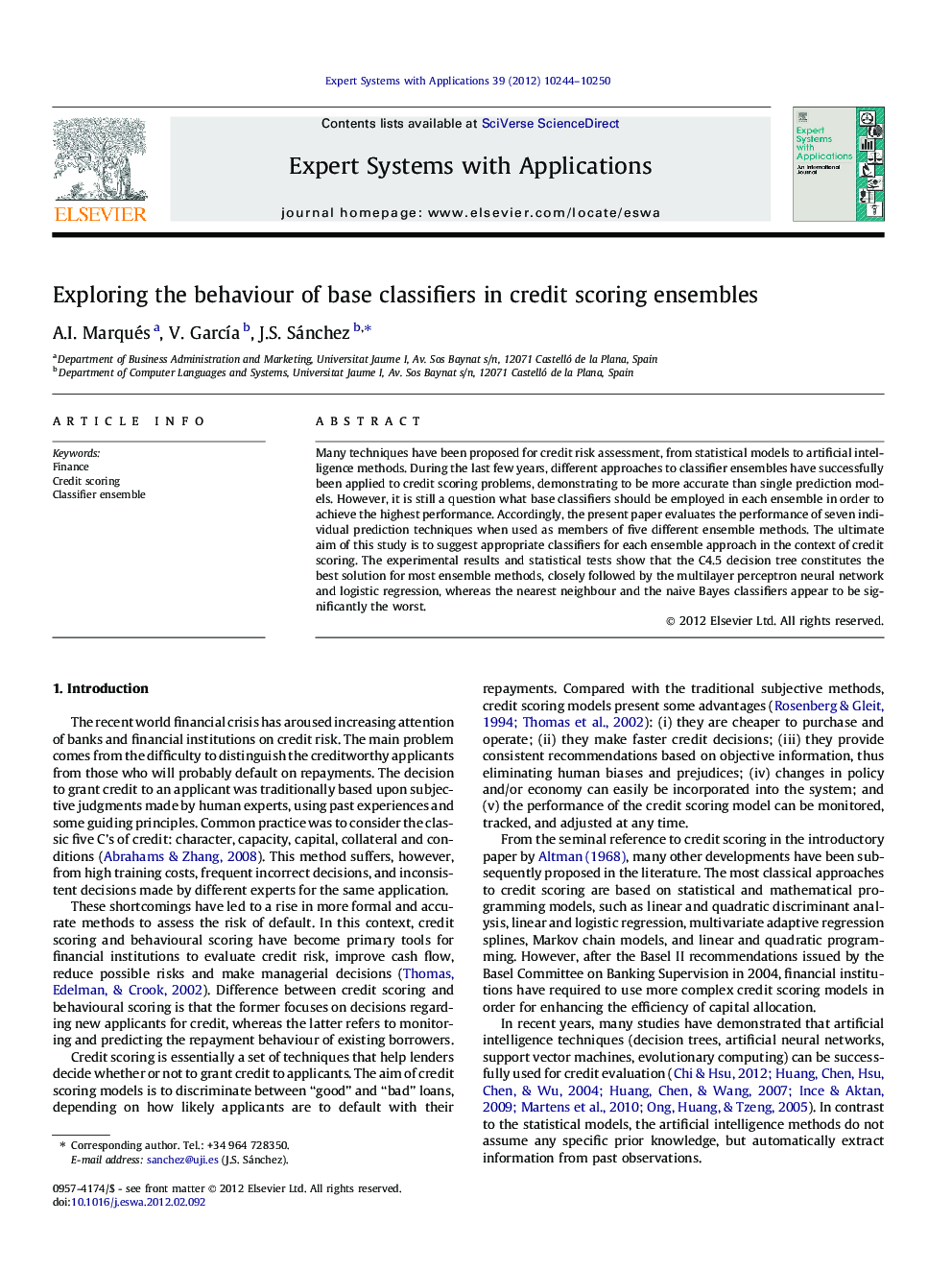 Exploring the behaviour of base classifiers in credit scoring ensembles