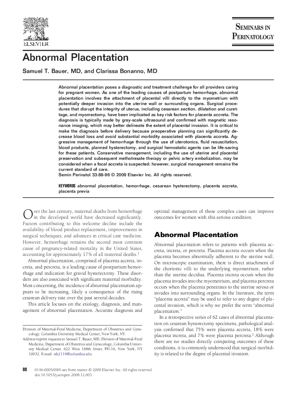 Abnormal Placentation