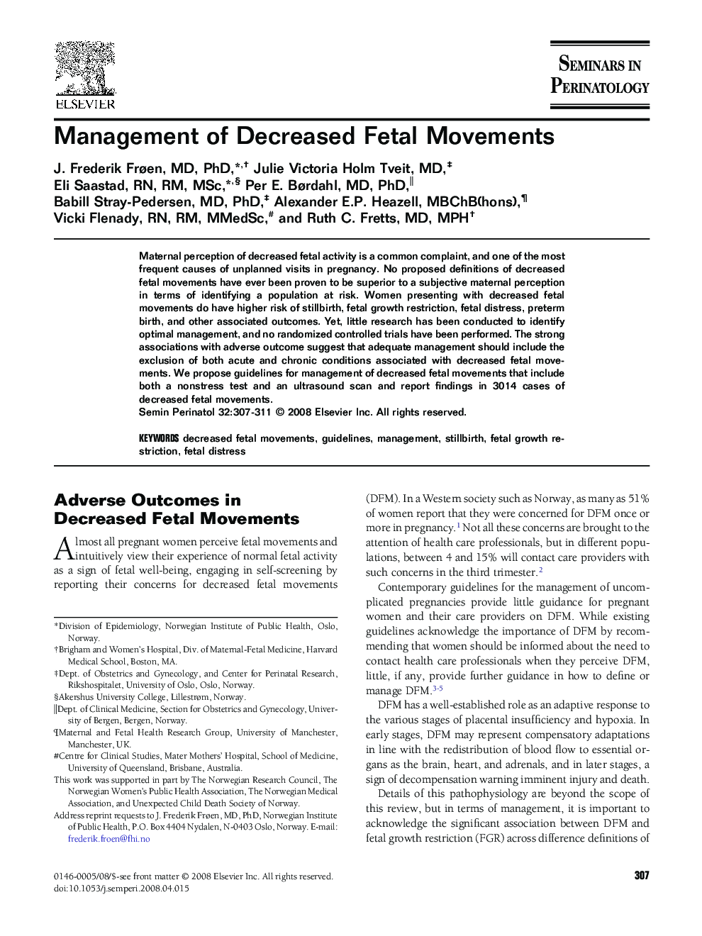 Management of Decreased Fetal Movements 
