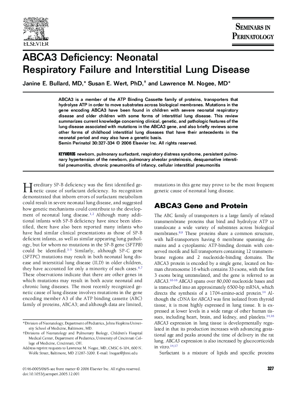 ABCA3 Deficiency: Neonatal Respiratory Failure and Interstitial Lung Disease