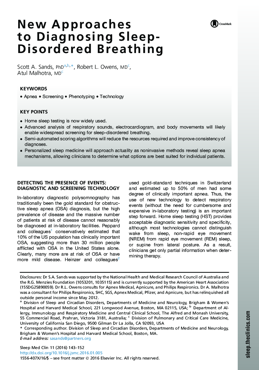 New Approaches toÂ Diagnosing Sleep-Disordered Breathing