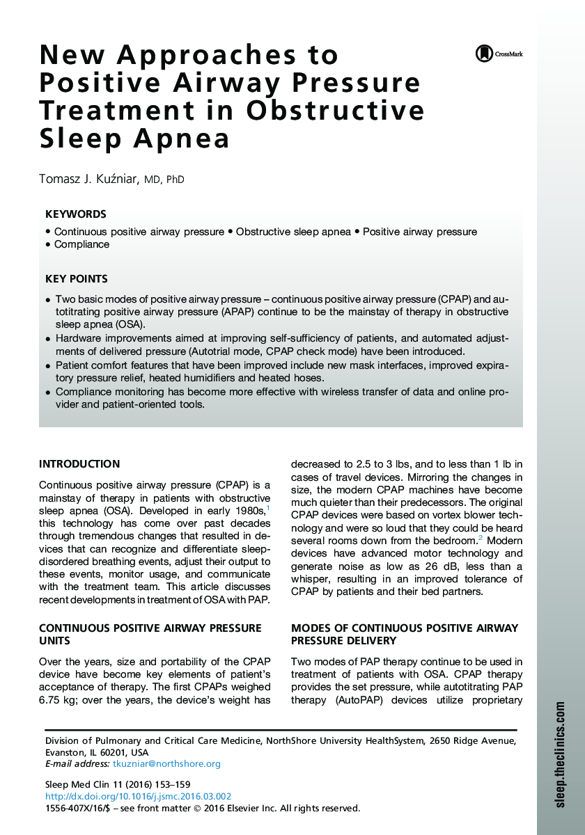 New Approaches to Positive Airway Pressure Treatment in Obstructive Sleep Apnea