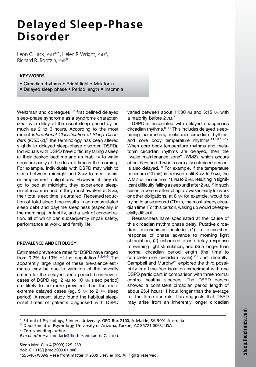 Delayed Sleep-Phase Disorder