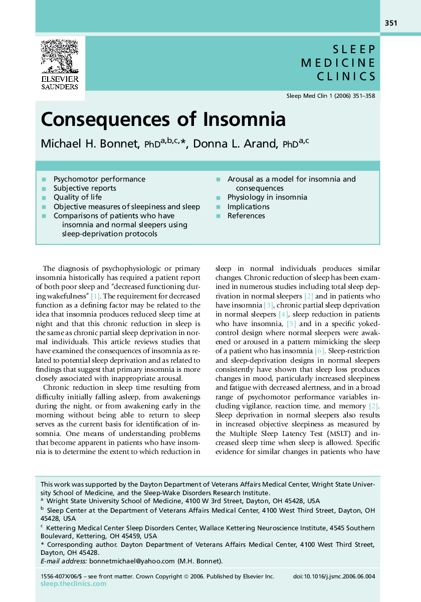 Consequences of Insomnia