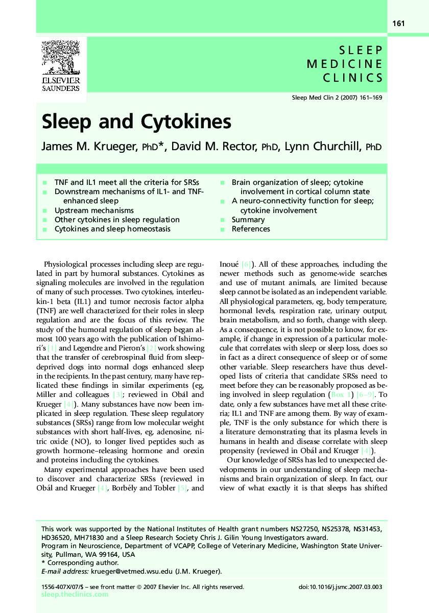 Sleep and Cytokines