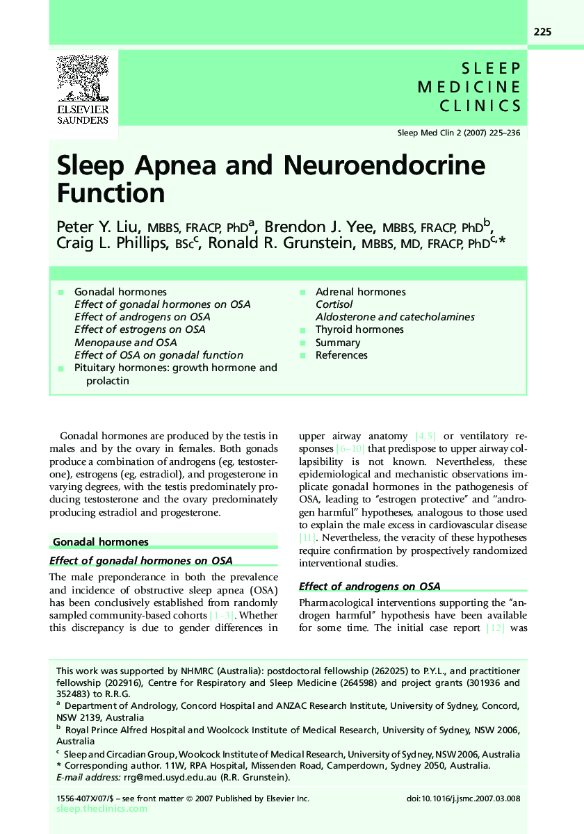 Sleep Apnea and Neuroendocrine Function