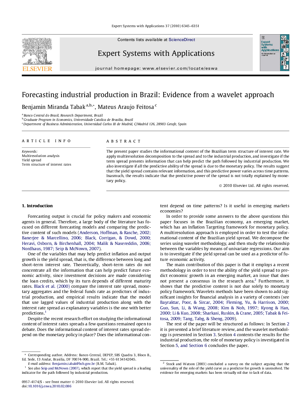 Forecasting industrial production in Brazil: Evidence from a wavelet approach