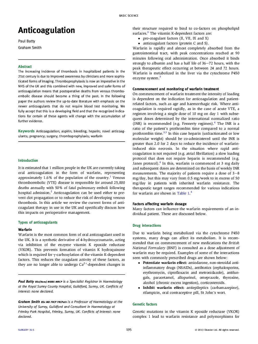 Anticoagulation