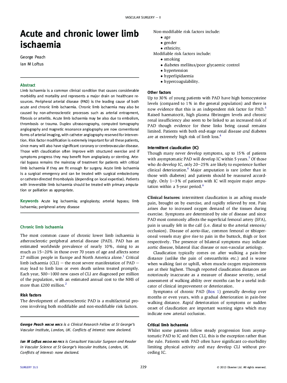 Acute and chronic lower limb ischaemia