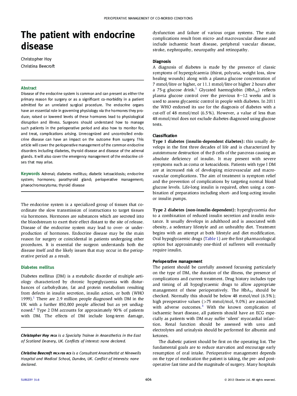 The patient with endocrine disease