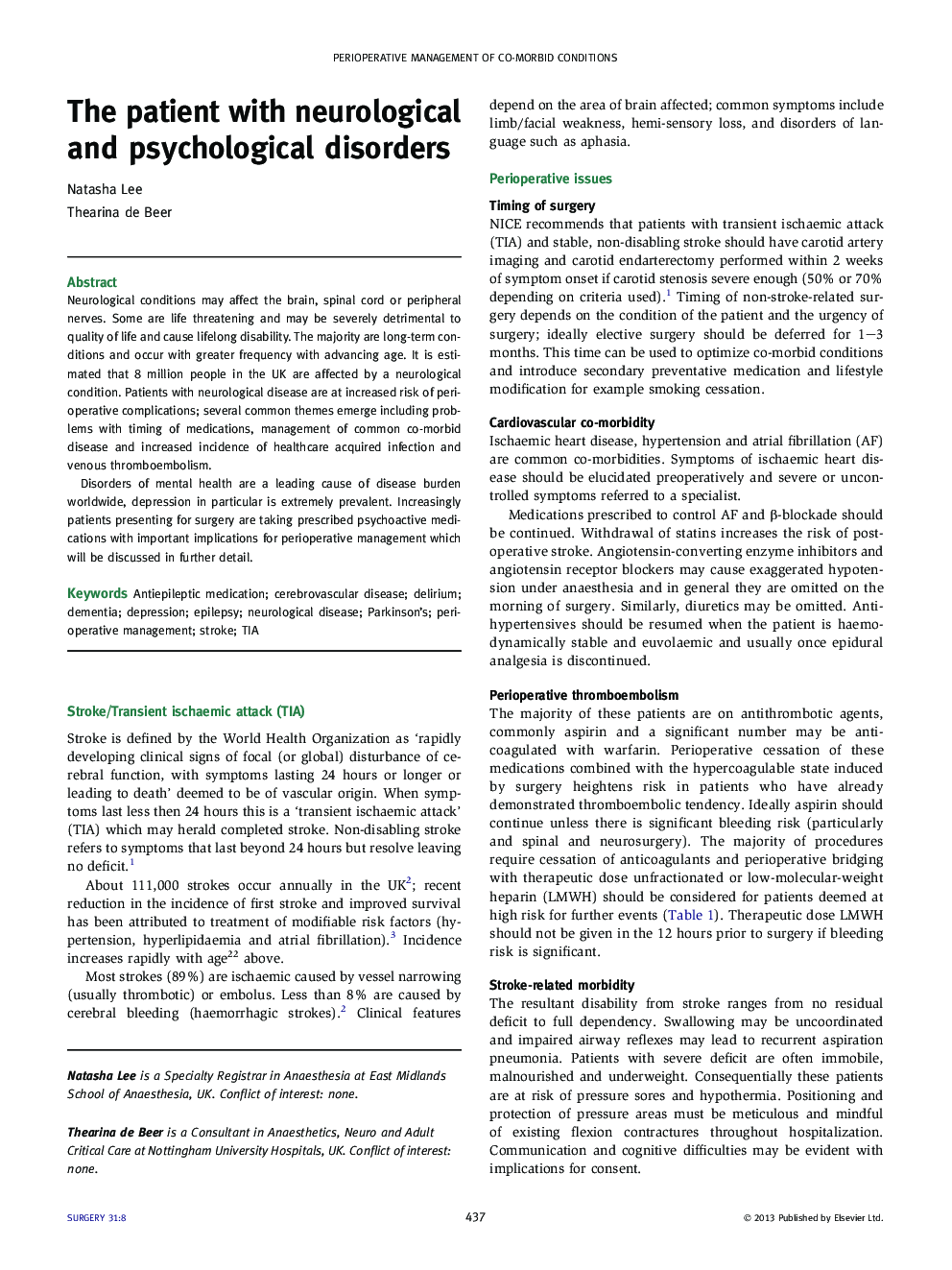 The patient with neurological and psychological disorders