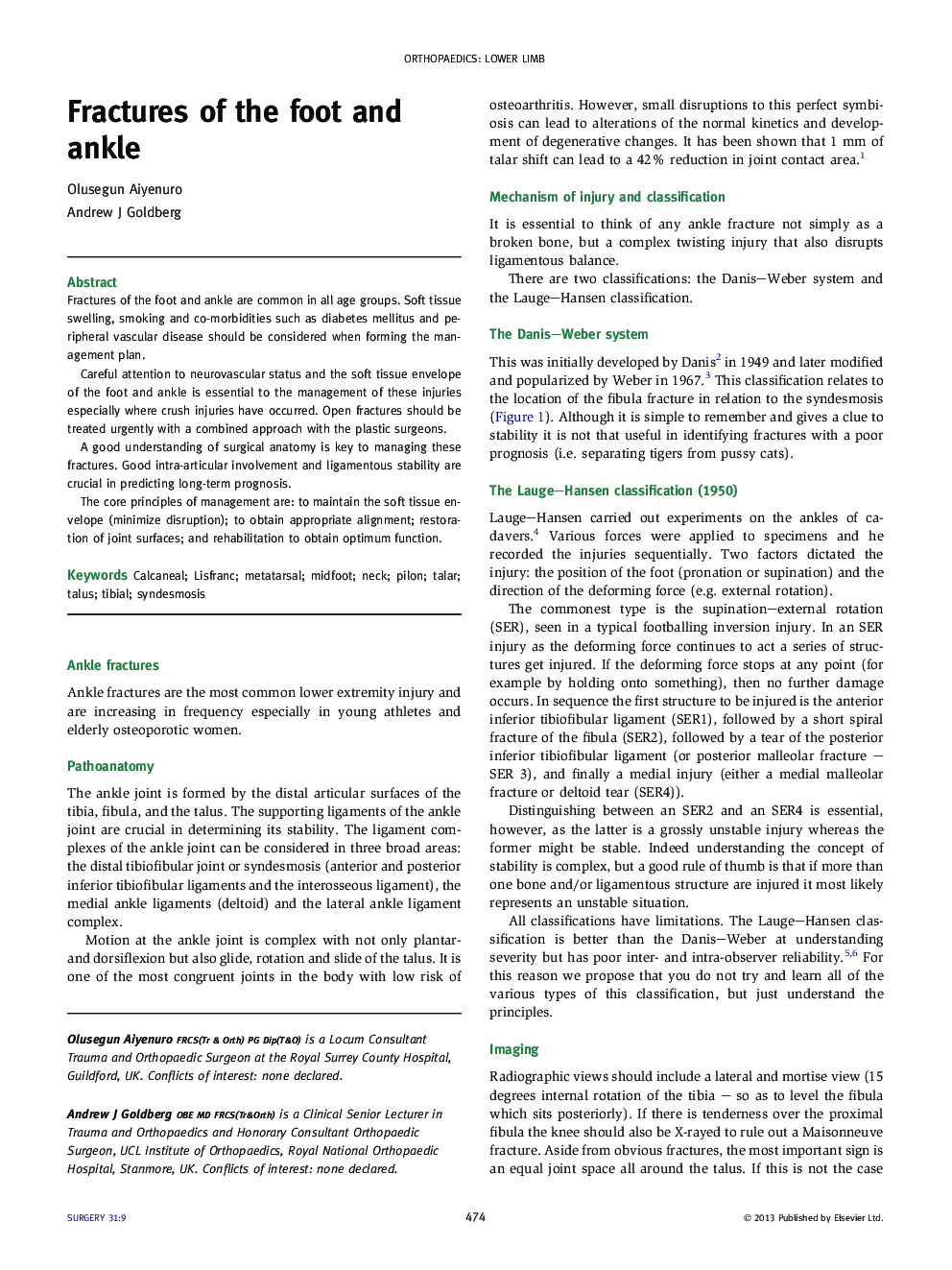 Fractures of the foot and ankle