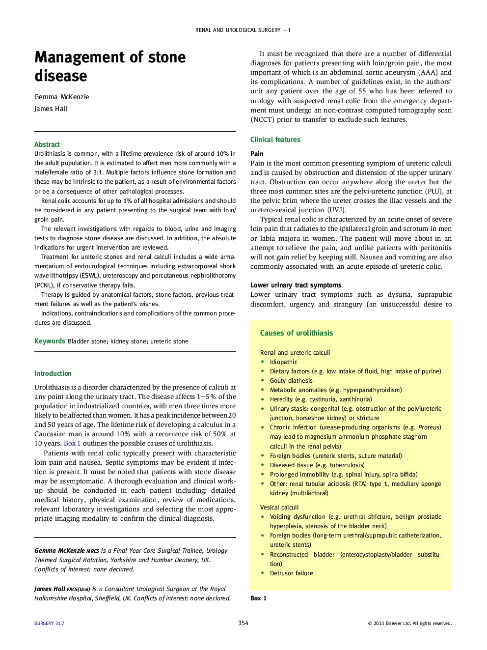 Management of stone disease