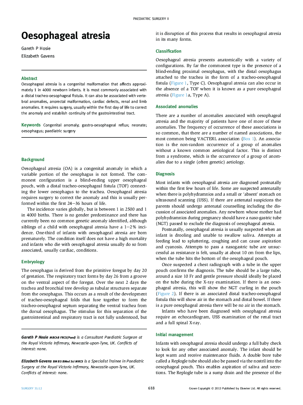 Oesophageal atresia