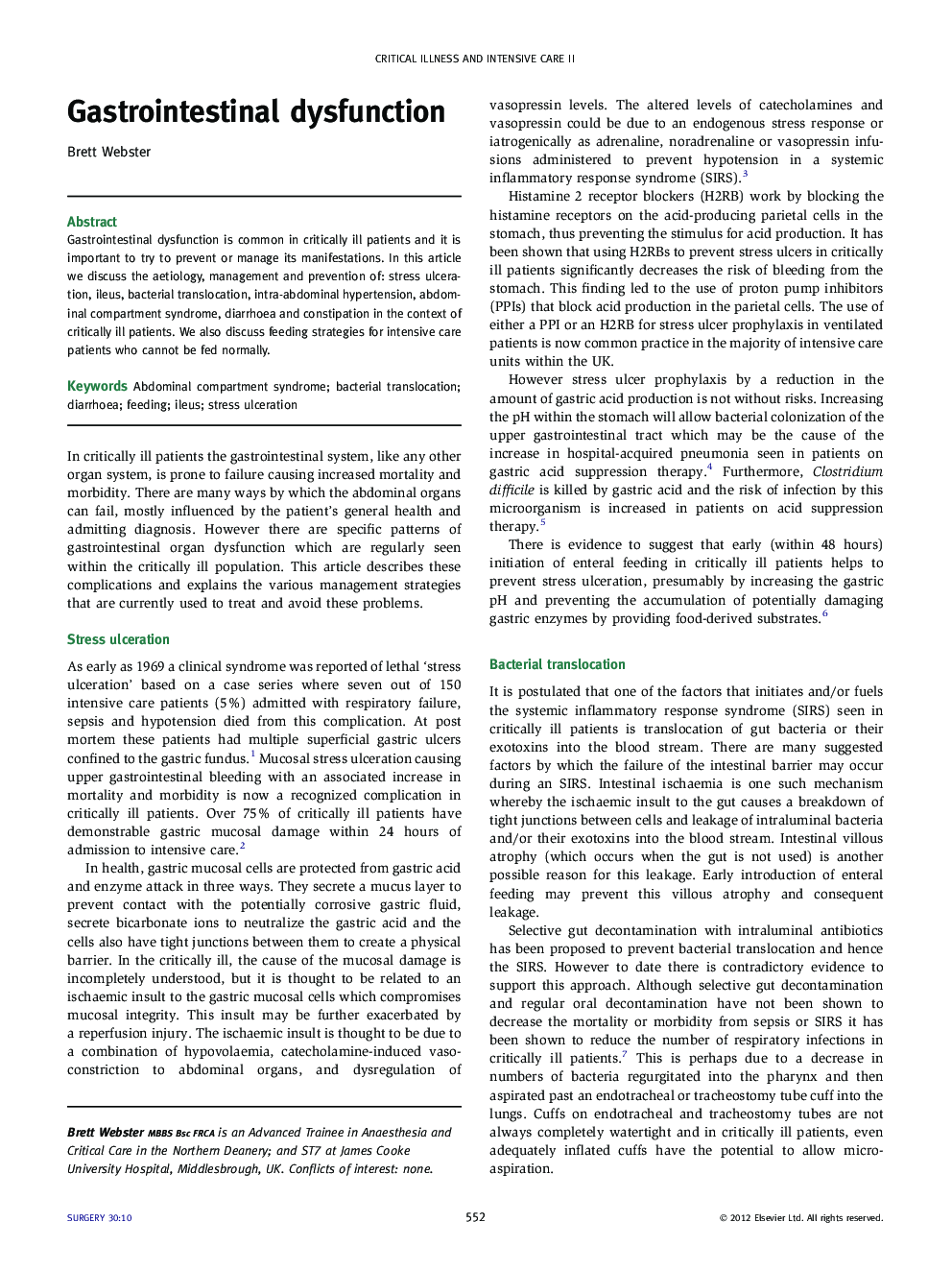 Gastrointestinal dysfunction