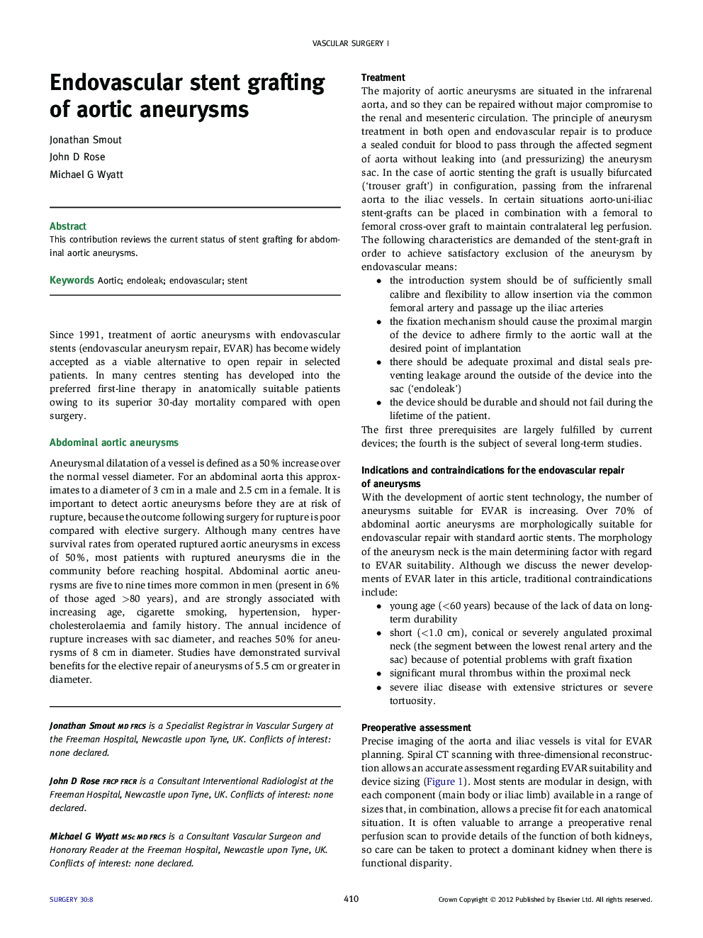 Endovascular stent grafting of aortic aneurysms