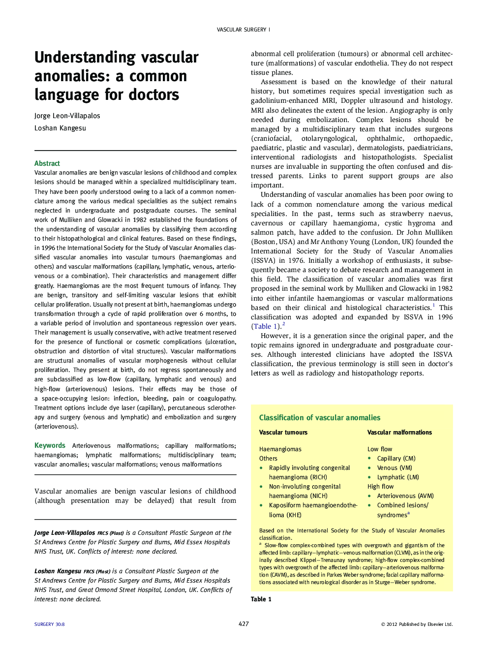 Understanding vascular anomalies: a common language for doctors