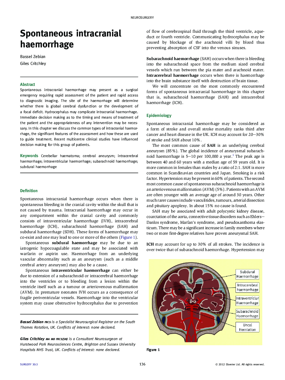 Spontaneous intracranial haemorrhage