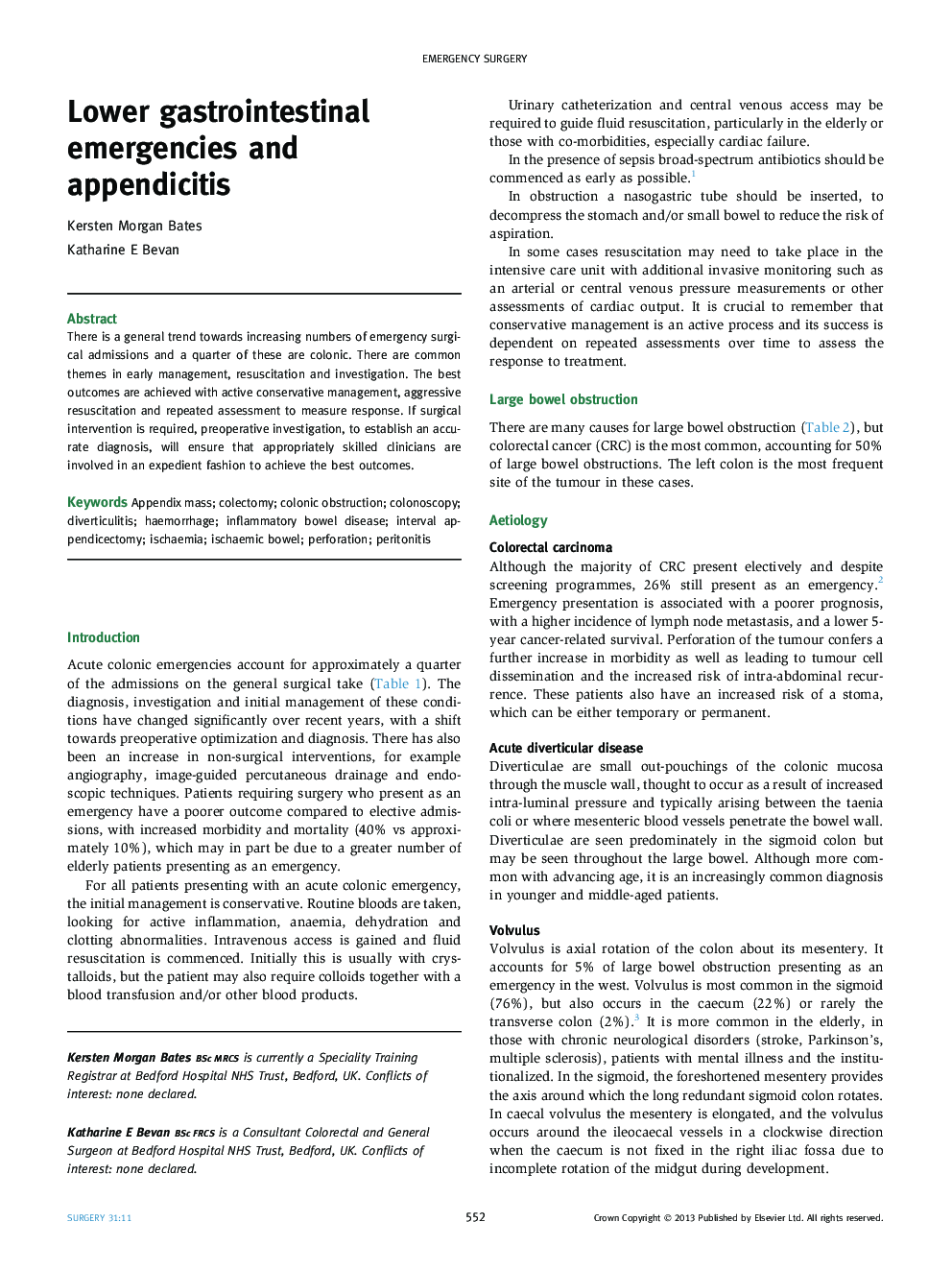 Lower gastrointestinal emergencies and appendicitis