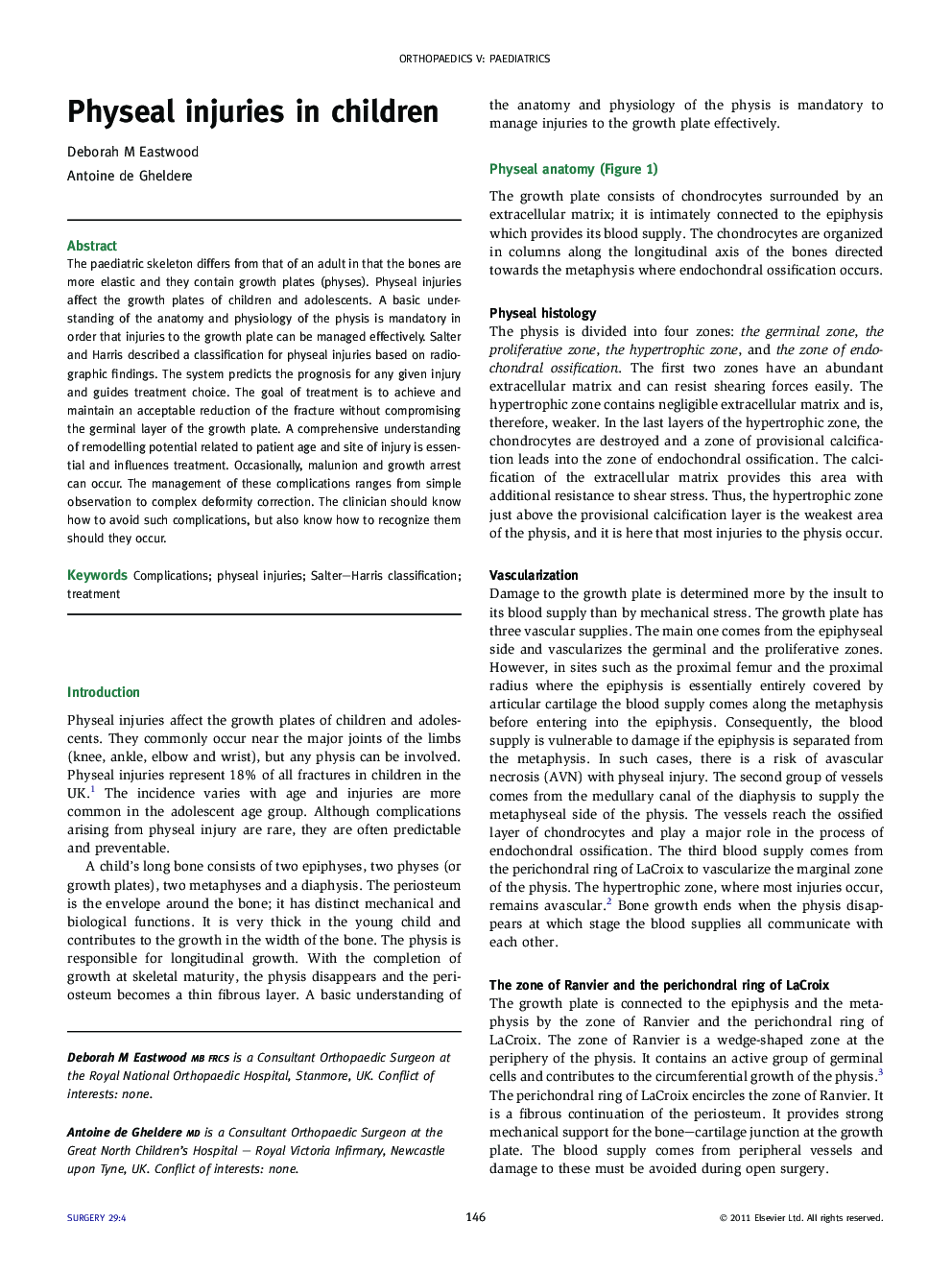 عکس صفحه اول مقاله: Physeal injuries in children Physeal injuries in children