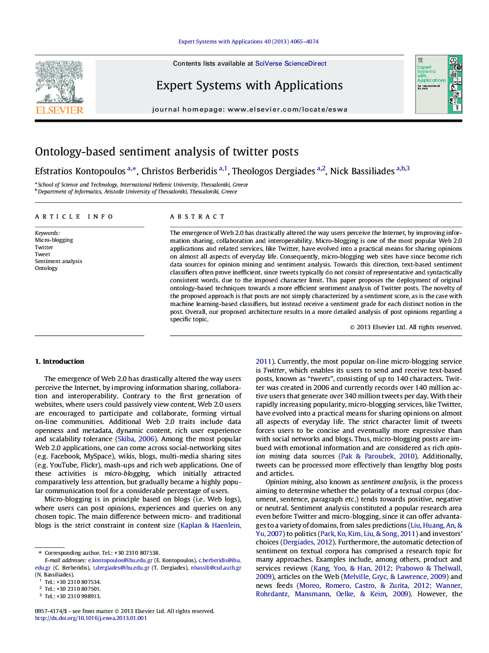 Ontology-based sentiment analysis of twitter posts