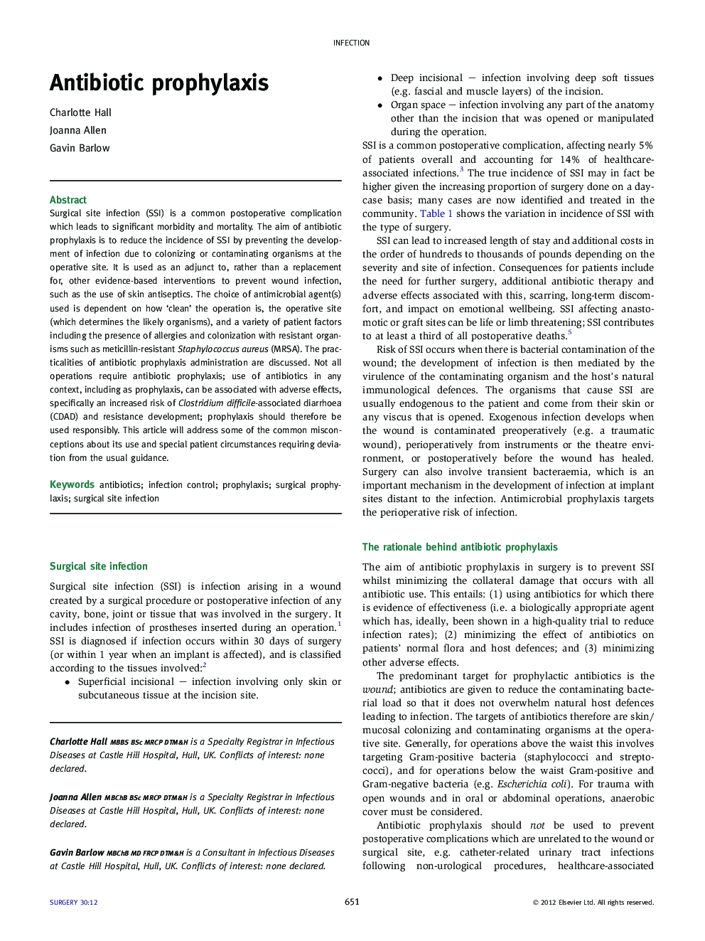 Antibiotic prophylaxis