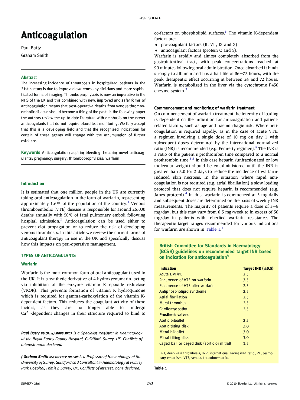 Anticoagulation