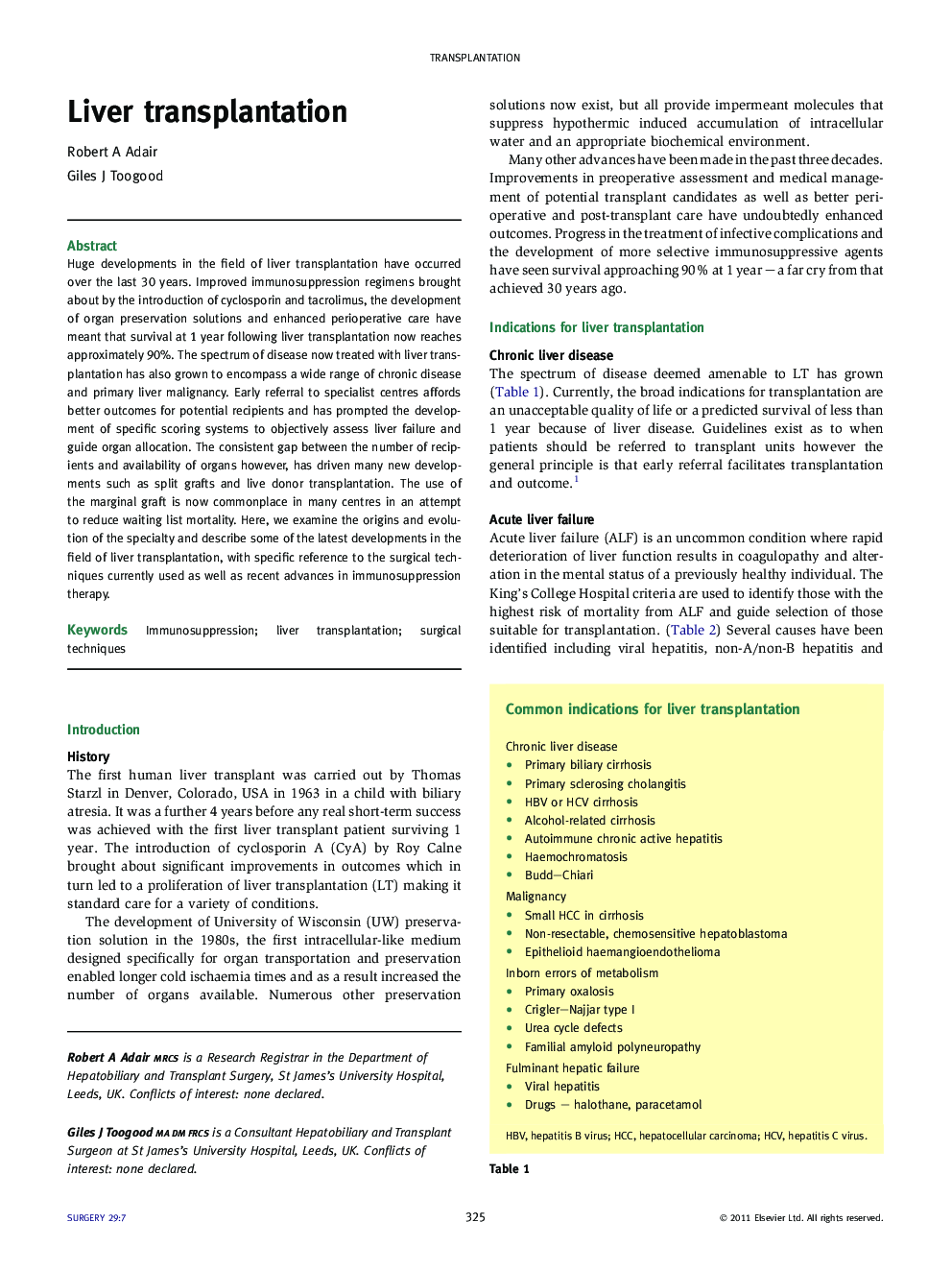 Liver transplantation