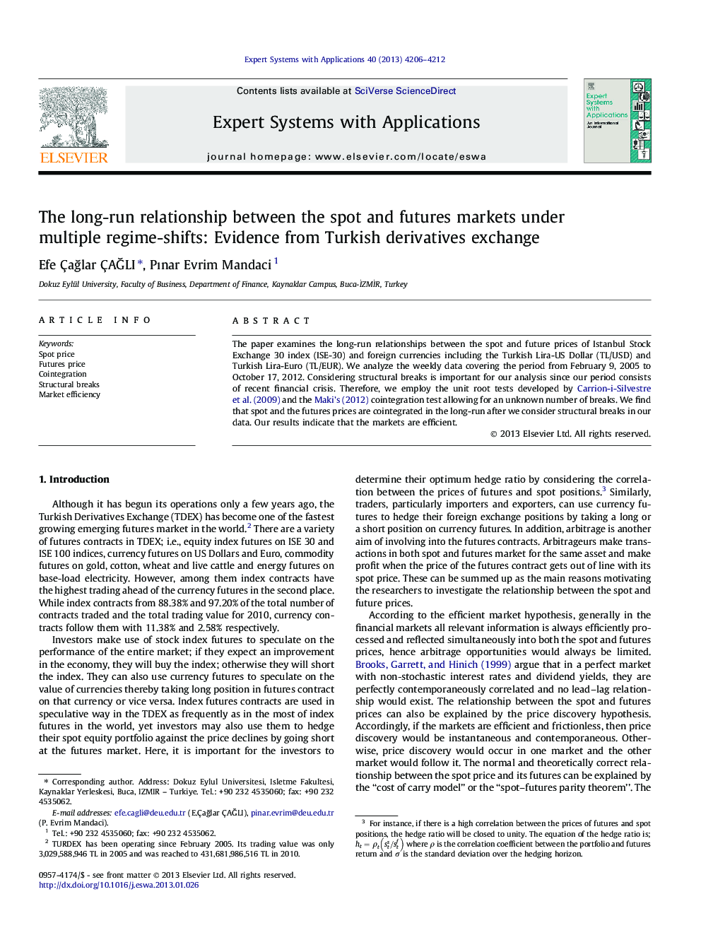 The long-run relationship between the spot and futures markets under multiple regime-shifts: Evidence from Turkish derivatives exchange