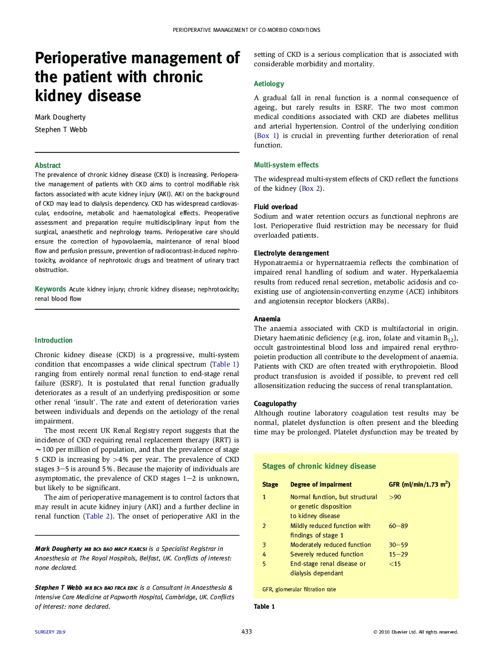 Perioperative management of the patient with chronic kidney disease