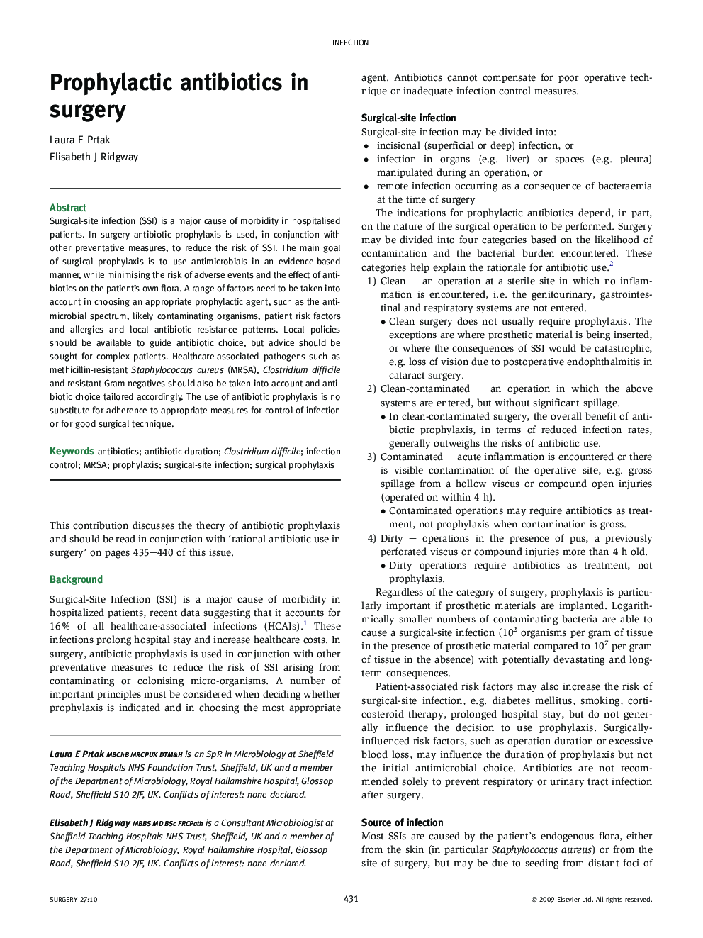 Prophylactic antibiotics in surgery