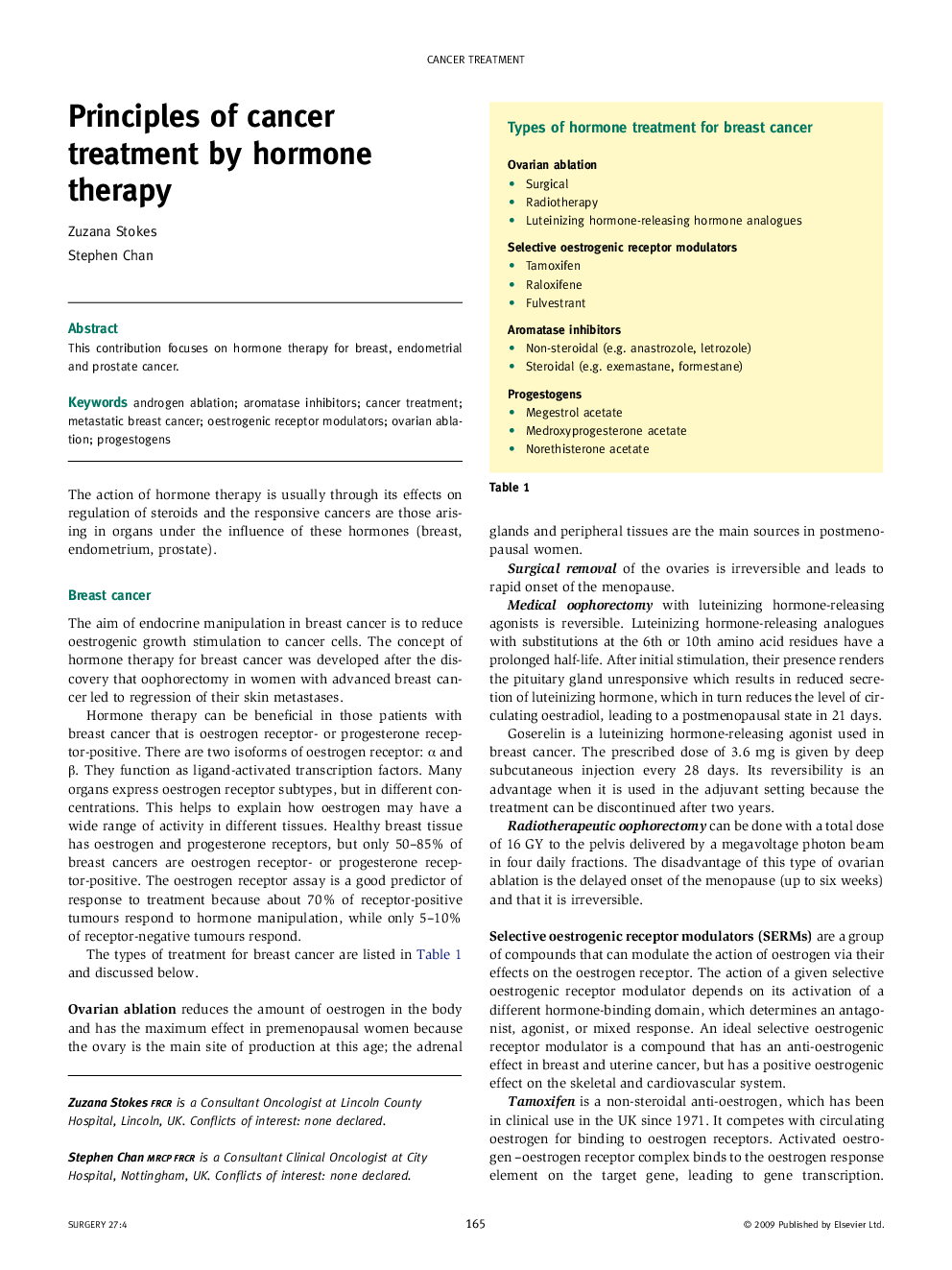 Principles of cancer treatment by hormone therapy