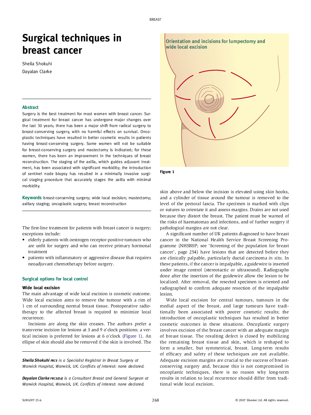 Surgical techniques in breast cancer