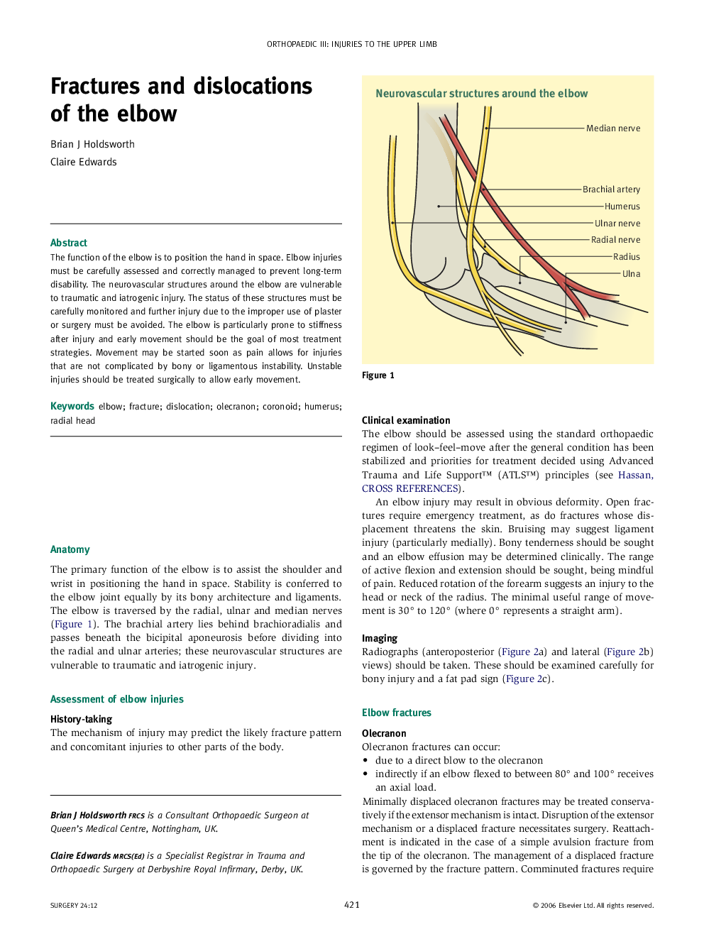 Fractures and dislocations of the elbow