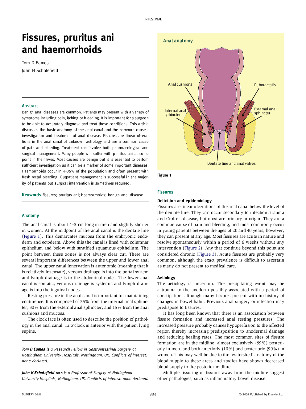 Fissures, pruritus ani and haemorrhoids