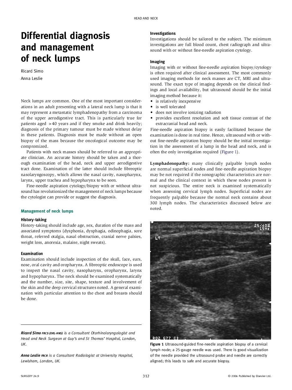 Differential diagnosis and management of neck lumps