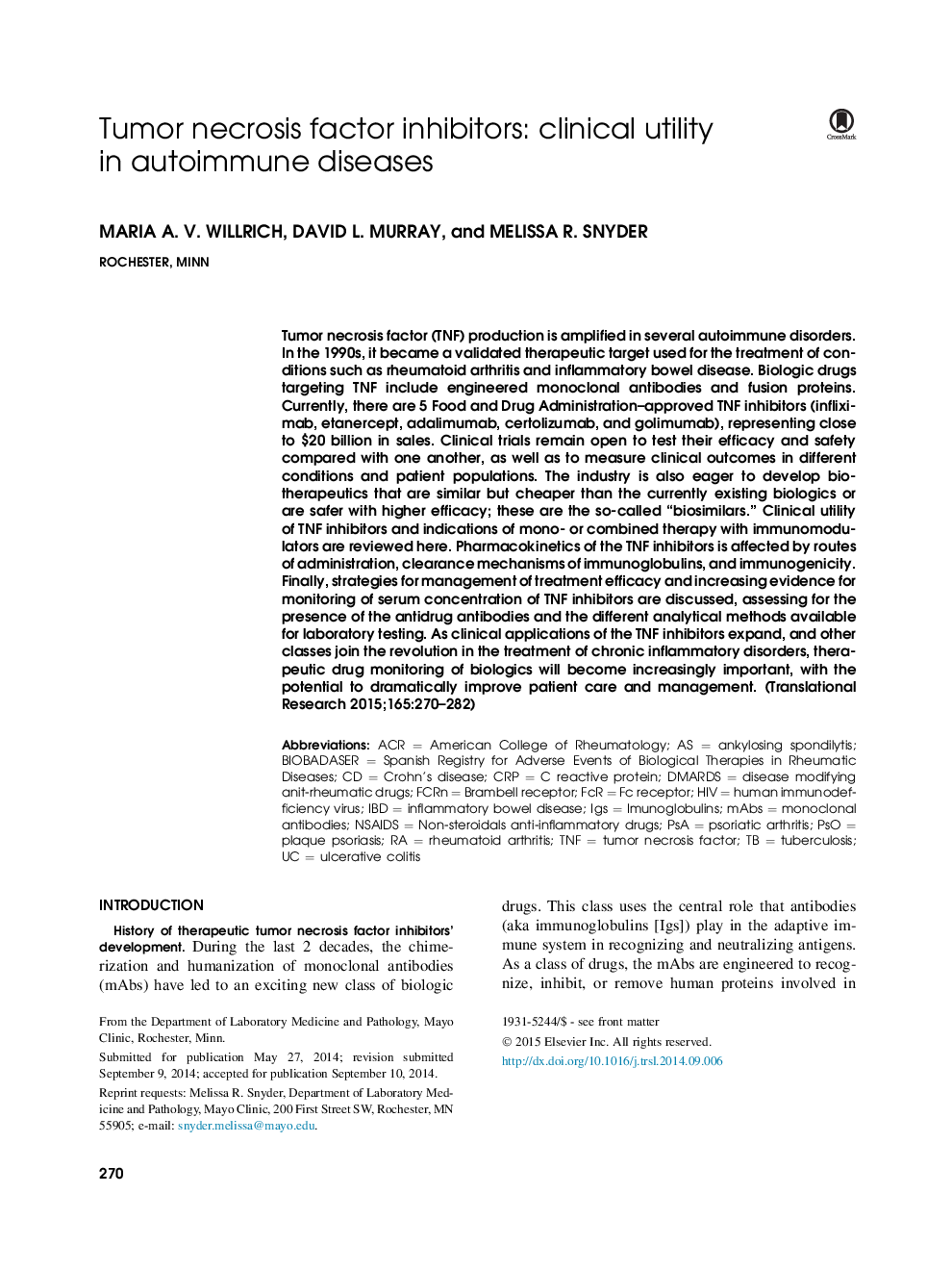 Tumor necrosis factor inhibitors: clinical utility in autoimmune diseases