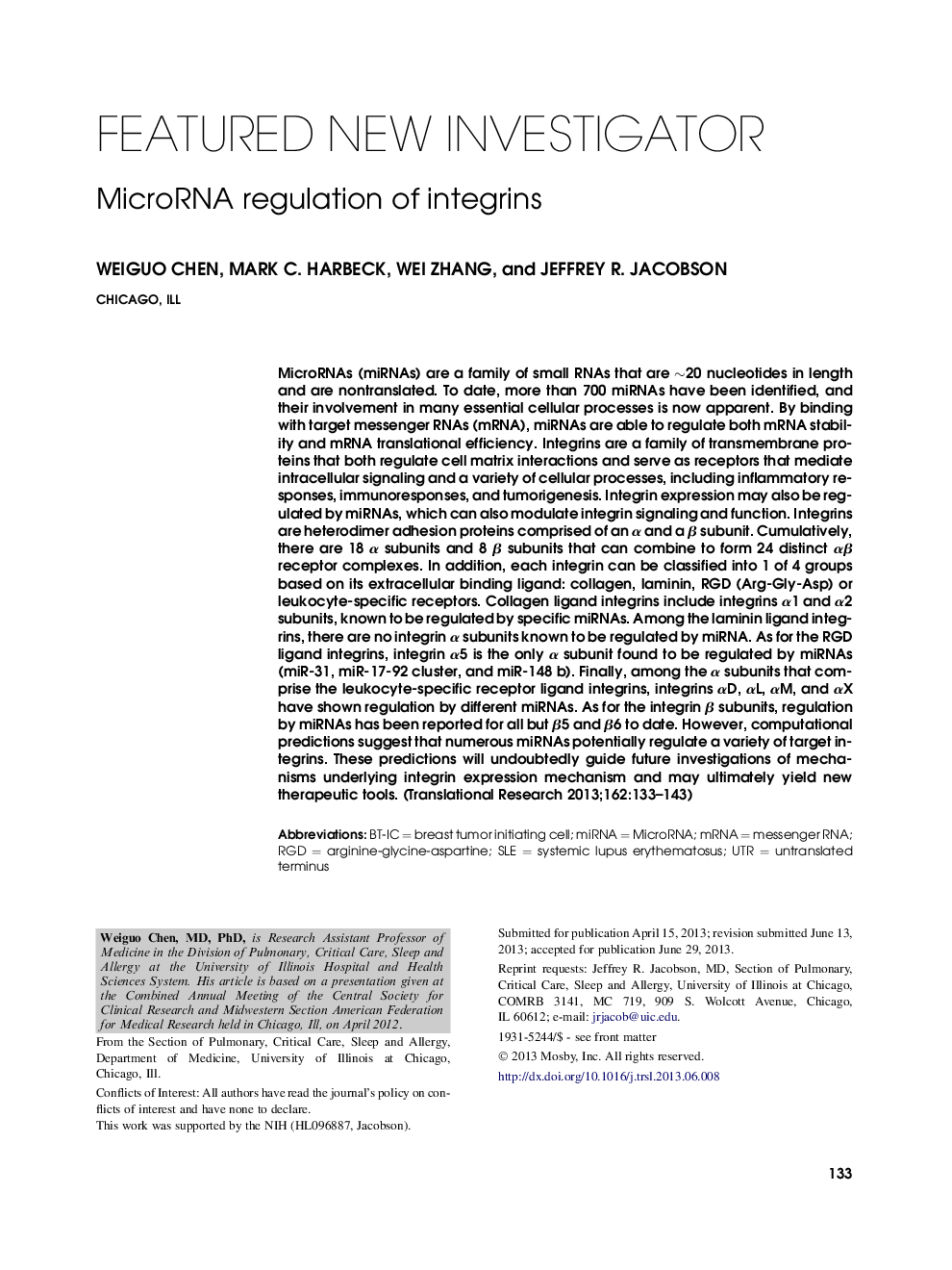 MicroRNA regulation of integrins 