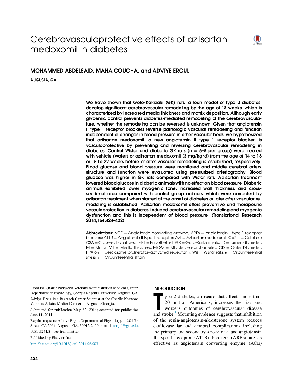 Cerebrovasculoprotective effects of azilsartan medoxomil in diabetes 