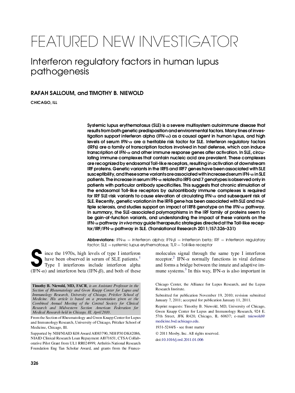 Interferon regulatory factors in human lupus pathogenesis 