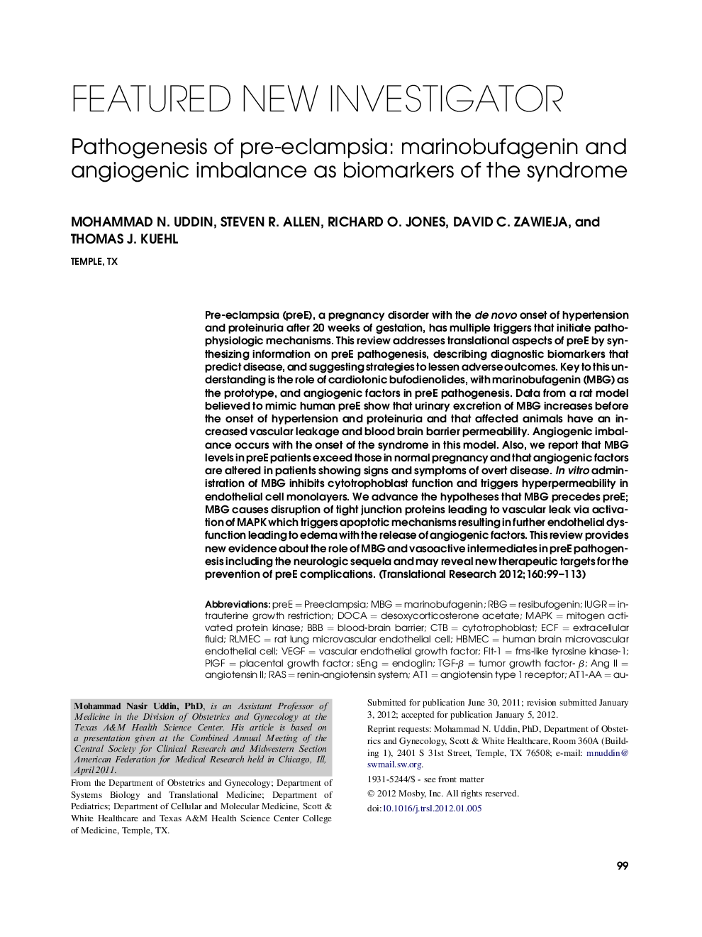 Pathogenesis of pre-eclampsia: marinobufagenin and angiogenic imbalance as biomarkers of the syndrome