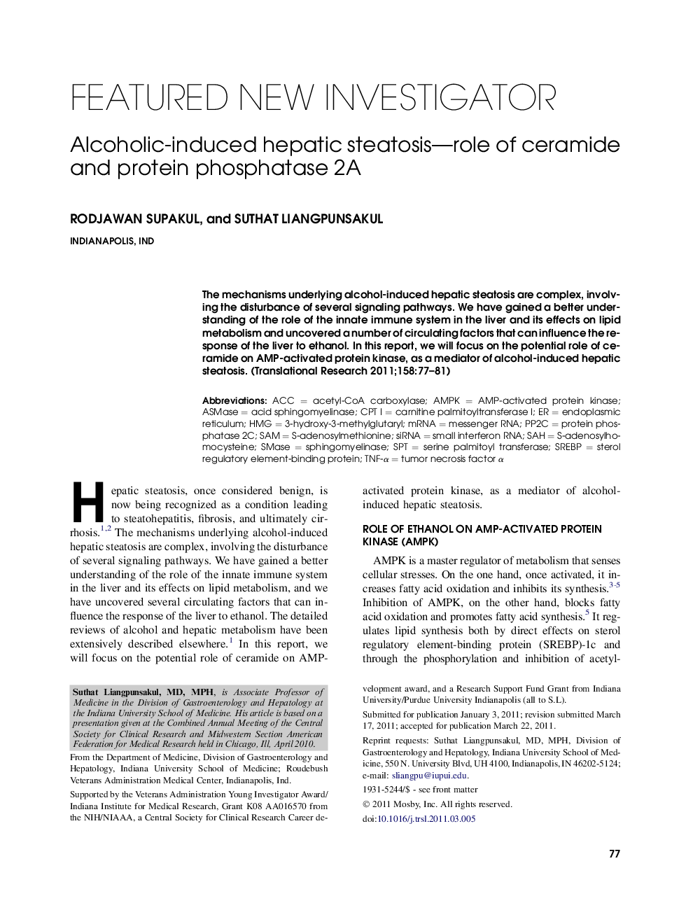 Alcoholic-induced hepatic steatosis—role of ceramide and protein phosphatase 2A 