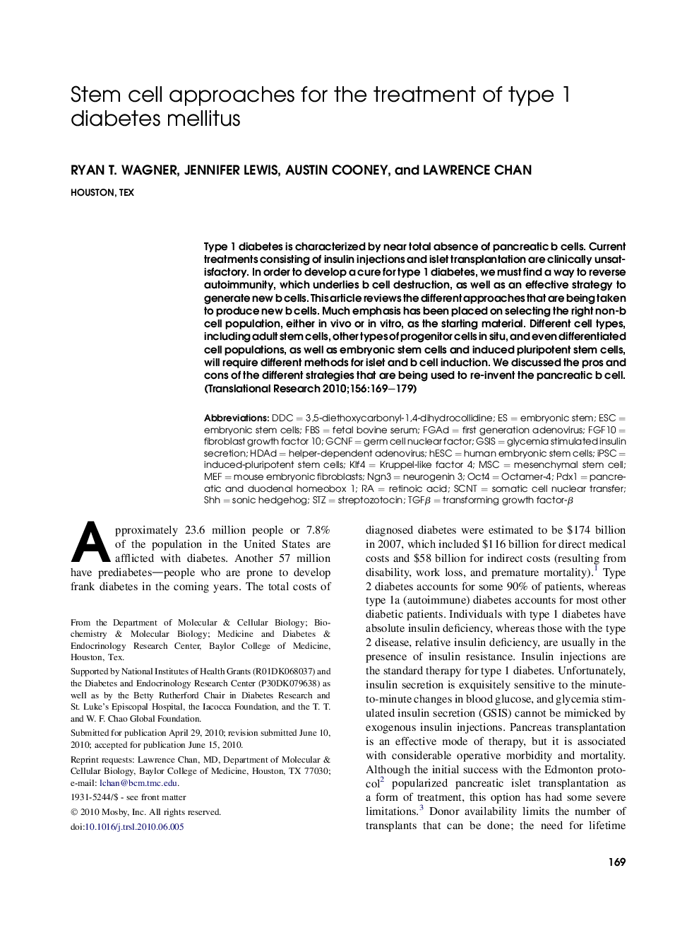 Stem cell approaches for the treatment of type 1 diabetes mellitus 