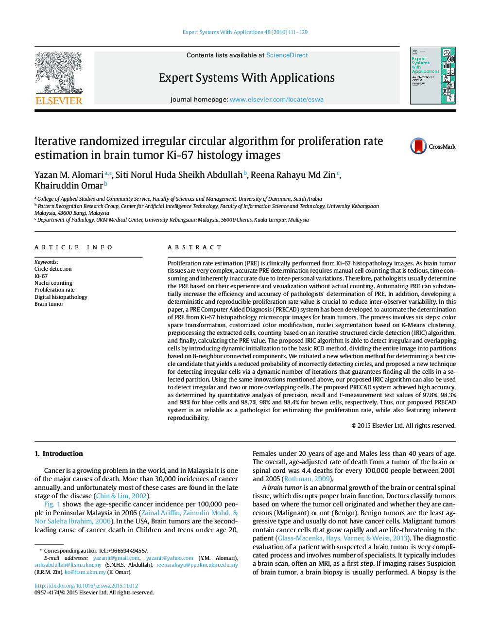 Iterative randomized irregular circular algorithm for proliferation rate estimation in brain tumor Ki-67 histology images